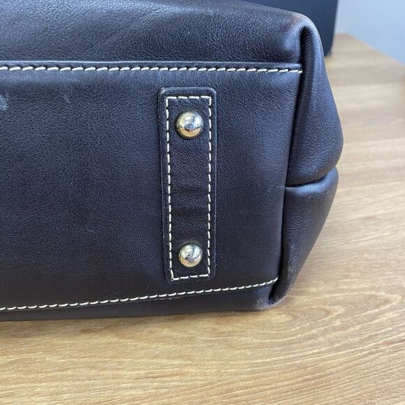 Dooney and Bourke Portofino Grommet Shopper Brown Clean SEE Gold Hardware - Picture 6 of 16